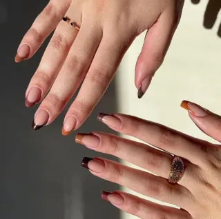 Brown & Chocolate tip French nail